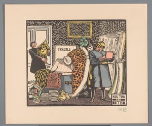Soldater plyndrer et hus Kultur og mat (tittel på objekt) av Georges Hermann Rene Paul
