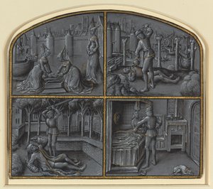 Fire scener fra legendene om Judas og Pilatus av Georges Hurtrel