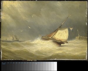 Røft sjø med seilfartøy av Georges Johannes Hoffmann