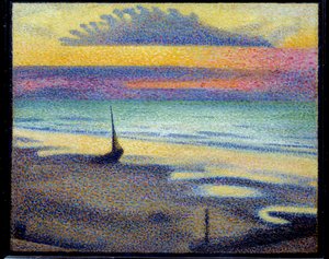 Strand i Heist (Knokke-Heist eller Knokke-Heist, Belgia). Maleri Georges Lemmen (1865-1916) Ec. Bel. av Georges Lemmen