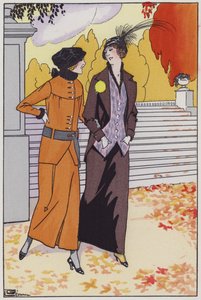 Damemote fra 1920-tallet av designeren Augusta Bernard (farge litho)