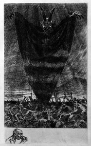 Illustrasjon av Georges Antoine Rochegrosse (1859-1938) for "" Hymne a Satan"" av poeten Charles Baudelaire (1821-1867) i "" Les fleurs du mal"" av Georges Marie Rochegrosse