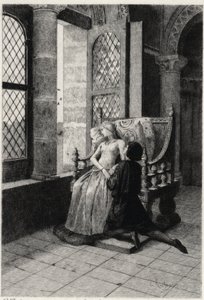 Illustrasjon av Georges Antoine Rochegrosse (1859-1938) for "" The Burgraves"" (første del - scene III) historisk drama av Victor Hugo. av Georges Marie Rochegrosse