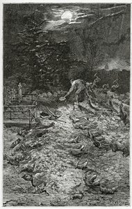 Montmartre kirkegård - illustrasjon fra Napoléon le Petit, 1800-tallet (bw gravering) av Georges Marie Rochegrosse
