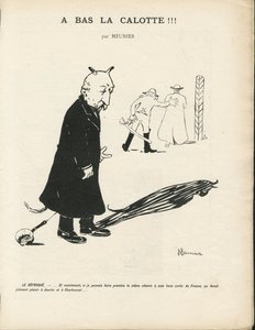Illustrasjon av Georges Meunier (1869-1934) i Le Panache, royalistisk magasin illustrée, 20.01.04 - Royalisme, Religion Tro - Combes Emile, Devil - Animalization av Georges Meunier