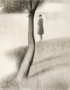Mann som står ved siden av treet; studie på La Grande Jatte av Georges Pierre Seurat
