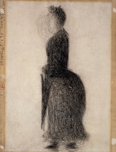 Kvinne med parasoll; Kvinne med paraply, ca. 1883 av Georges Pierre Seurat