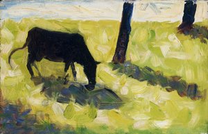 Svart ku på en eng av Georges Seurat