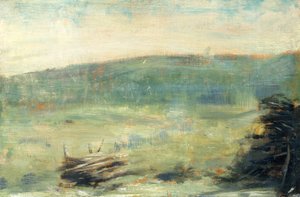 Landskap ved Saint-Ouen, 1878-79 (Olje på tre) av Georges Seurat