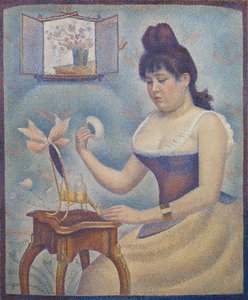 Ung kvinne som pudrer seg selv, ca. 1888-90 av Georges Seurat