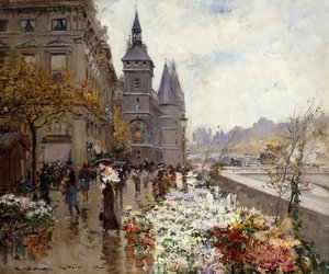 Et blomstermarked langs Seinen,