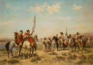 A Hunting Party (olje på lerret)