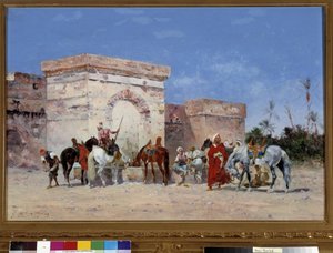Untitled Pausen har kilden til en oase i ørkenen. Maleri av Georges Washington (1827-1910) Obligatorisk omtale: Collection foundation regards de Provence, Marseille