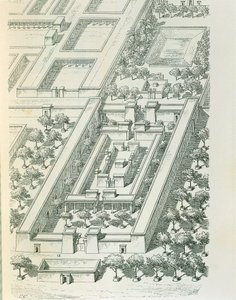 Etsning som viser et perspektivbilde av en bygning i Tell el-Amarna av Georges Perrot (1832-1914) og Charles Chipiez (1835-1901) av Georges and Chipiez Charles Perrot