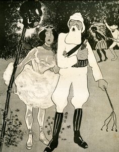 Leopold II og Cleo de Merode synger en operetteduett, 1904.