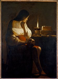 La Madeleine har nattlyset Painting (Vanite) av Georges de La Tour (1593-1652) 1600-tallet Søn. 1,28x0,94 m av Georges de La Tour