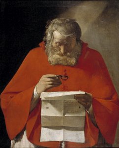 Saint Hieronymus leser et brev, ca. 1628-1629 av Georges de La Tour