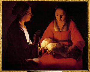 The New Born Child (The New Born Child). Maleri av Georges De La Tour (1593-1652)
