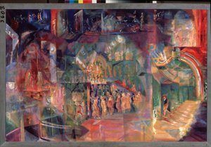Un bar (A Bar) - Maleri av Georgi Bogdanovich Yakulov (1884-1928), olje på lerret, russisk kunst, 1900-tallet, futurisme - State Tretyakov Gallery, Moskva