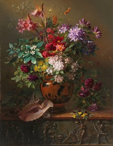 Stilleben med blomster i en gresk vase: Allegori om våren Stilleben med blomster i en gresk vase: Allegori om våren
