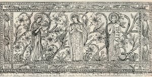 White Memorial alter Cloth, Parish Church, Cheddleton, c1891 av Gerald Callcott Horsley