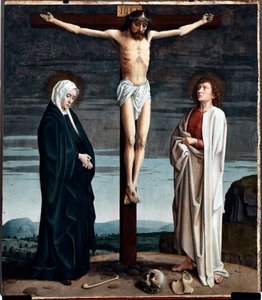 Crucifixion Polyptych Panel from the Church of San Gerolamo della Cervara - Maleri av Gerard David (ca. 1460-1523) 1506 Dim 90x100 cm Genes Musei di Strada Nuova (ex Palazzo Bianco) Italia av Gerard David