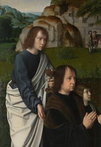 Detalj av venstre panel av Kristi dåp, ca. 1502-08 (olje på panel) av Gerard David
