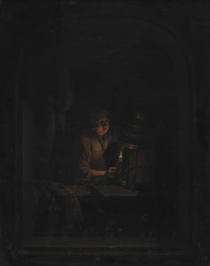 Jente med et stearinlys av Gerrit Dou
