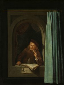 Mann som røyker en pipe av Gerrit Dou