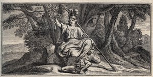 Minerva Slaming Discord - Minerva Terrassant la discorde - Gravering av Gerard Edelinck etter Daniel Halle (1614-1675)