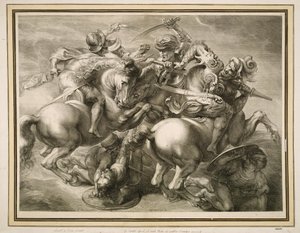 Slaget ved de fire rytterne (Slaget ved Anghiari) av Gérard Edelinck