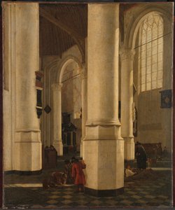 Interiør av Oude Kerk i Delft, med graven til viseadmiral Pieter Pietersz Heijn av Gerard Houckgeest (attributed to)