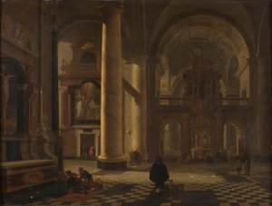 Interiør i en katolsk kirke av Gerard Houckgeest