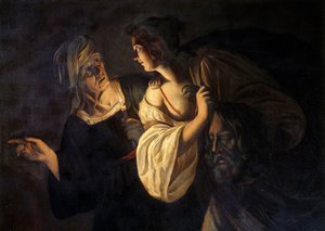 Judith med hodet til Holofernes (olje på lerret)