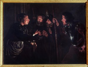 Fornektelsen av St. Peter. Maleri av Gerard Seghers (1591-1651). Olje på lerret