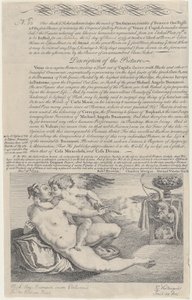 Loddbillett for maleriet av Venus og Amor etter Michelangelo, 1734. av Gerard Vandergucht