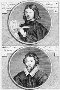 Thomas Tallis (um 1505-85) und William Byrd (1543-1623), graviert von Niccolo Francesco Haym von Gerard Vandergucht
