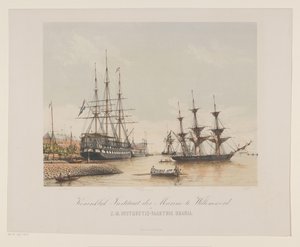 Corvette Z.M. Urania og linjens skip Z.M. Kortenaert Royal Institute of the Navy i Willemsoord og Z.M. Instruksjonsfartøy Urania (tittel på objekt) av Gerard Voorduin