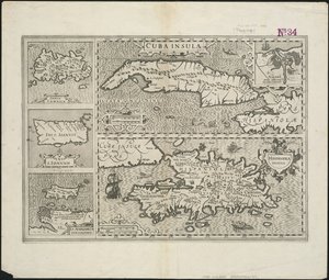 Cuba Insula ; Hispaniola Insula, gravert av Hendrik Hondius, 1633 av Gerard after Mercator