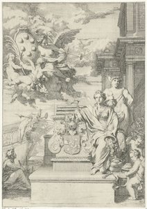 Allegori om handelen og familievåpenet til De Medici av Gerard de Lairesse