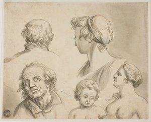 Skisser av fem byster av Gerard de Lairesse