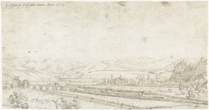 Landskap med Ponte Milvio, utenfor Roma