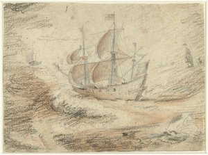 Seilskute til sjøs av Gerard ter Borch (II) (possibly)