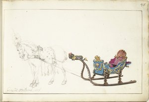 Hest og slede av Gerard ter Borch (II) (signed by artist)