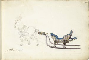 Hest og slede av Gerard ter Borch (II) (signed by artist)