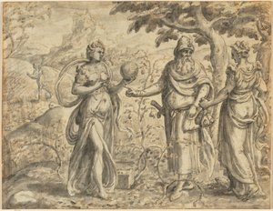 Frøet mottatt blant tornene, fra lignelsen om såmannen, ca. 1573.