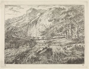 Pakk esler på en bro ved en foss Landskap (serie C) (serietittel)