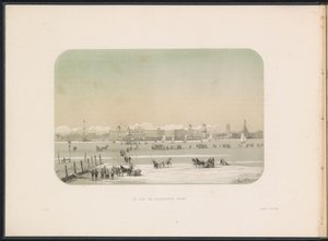 Isunderholdning på Maas i Rotterdam, sett fra Katendrecht, 1855 Byen Katendrecht sett (tittel på objekt) Isunderholdningen på Maas i Rotterdam i februar 1855, med bildetekster (serietittel på objekt) av Gerardus Johannes Bos