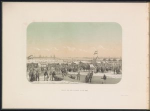 Isunderholdning på Maas i Rotterdam, sett fra bolverket, 1855 Gezigt van het bulwerk op Maas (tittel på objekt) Isunderholdning på Maas i Rotterdam i februar 1855, med bildetekster (serietittel på objekt)