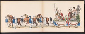 Masquerade of the Leiden Students, 1870 (plate 15) Utkledd prosesjon holdt av medlemmene av Leiden studentkorps den 7. juni 1870, for å feire 295-årsjubileet for Leidsche Hoogeschool, som viser et besøk i Leiden i av Gerardus Johannes Bos